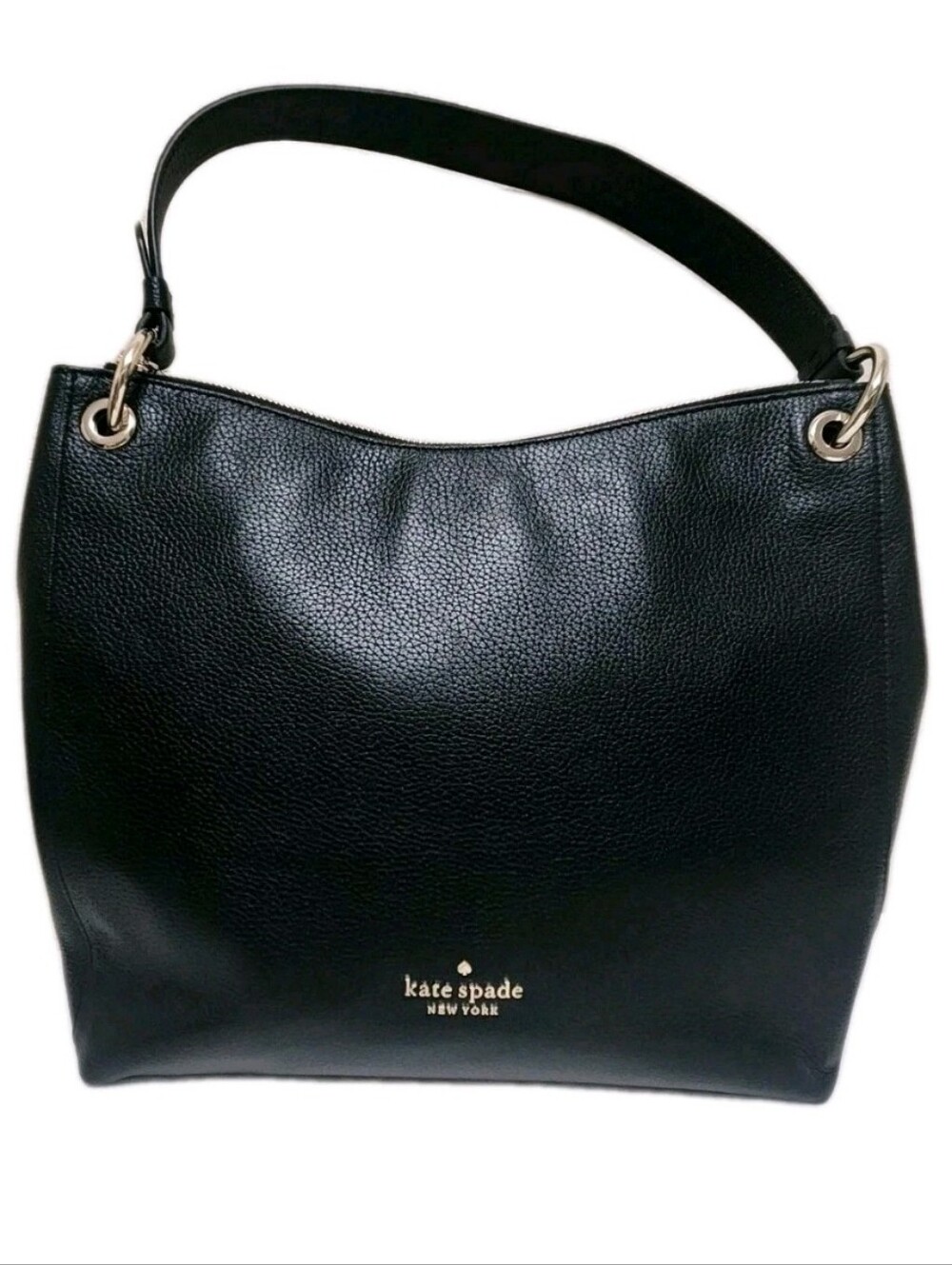 Kate Spade Kat Black Pebbled Leather Hobo Shoulder Bag Classic Large 13x12x4.5 - Picture 3 of 16